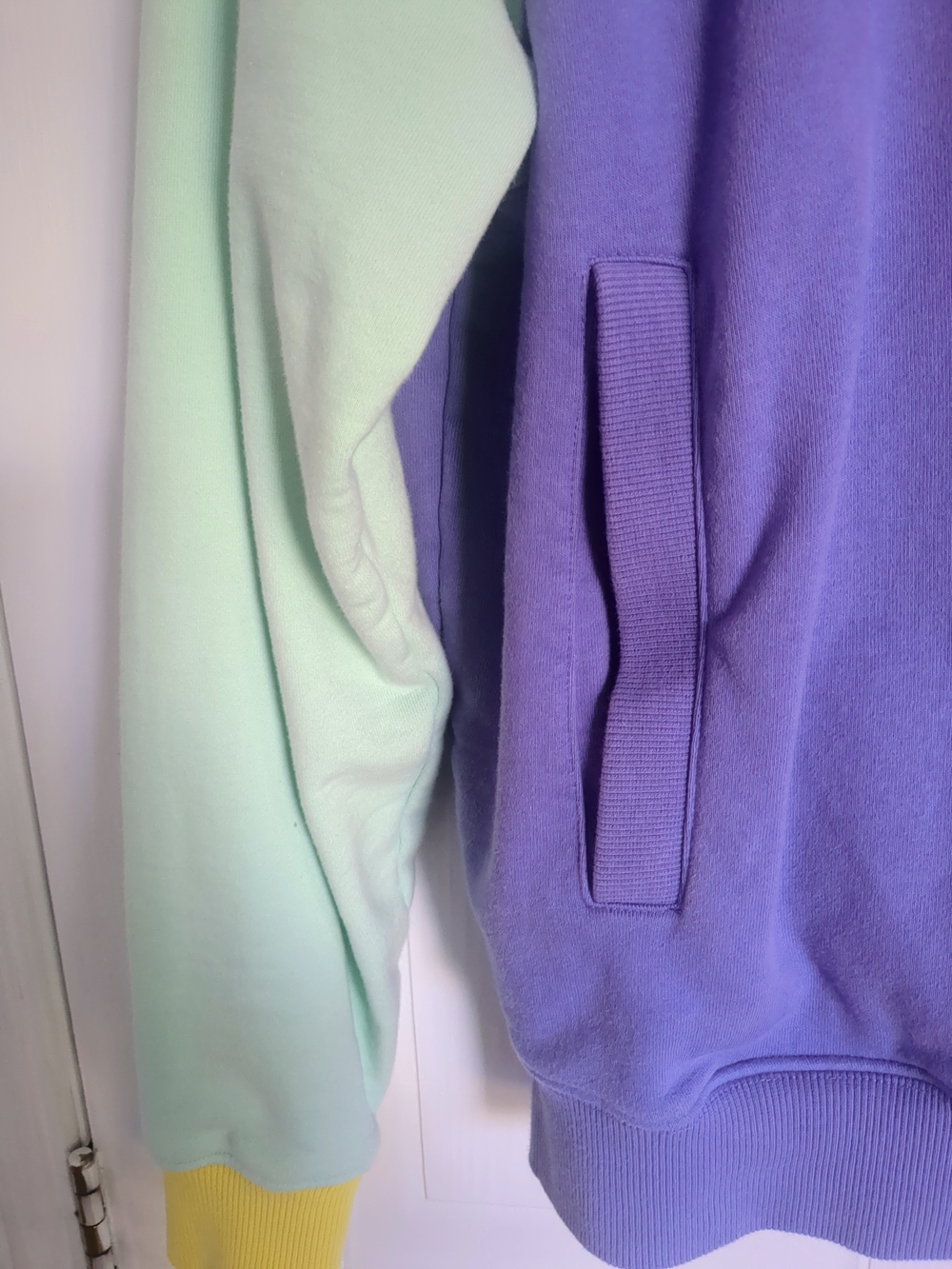 Teddy Fresh Purple and Mint Colorblock Crewneck Sweater